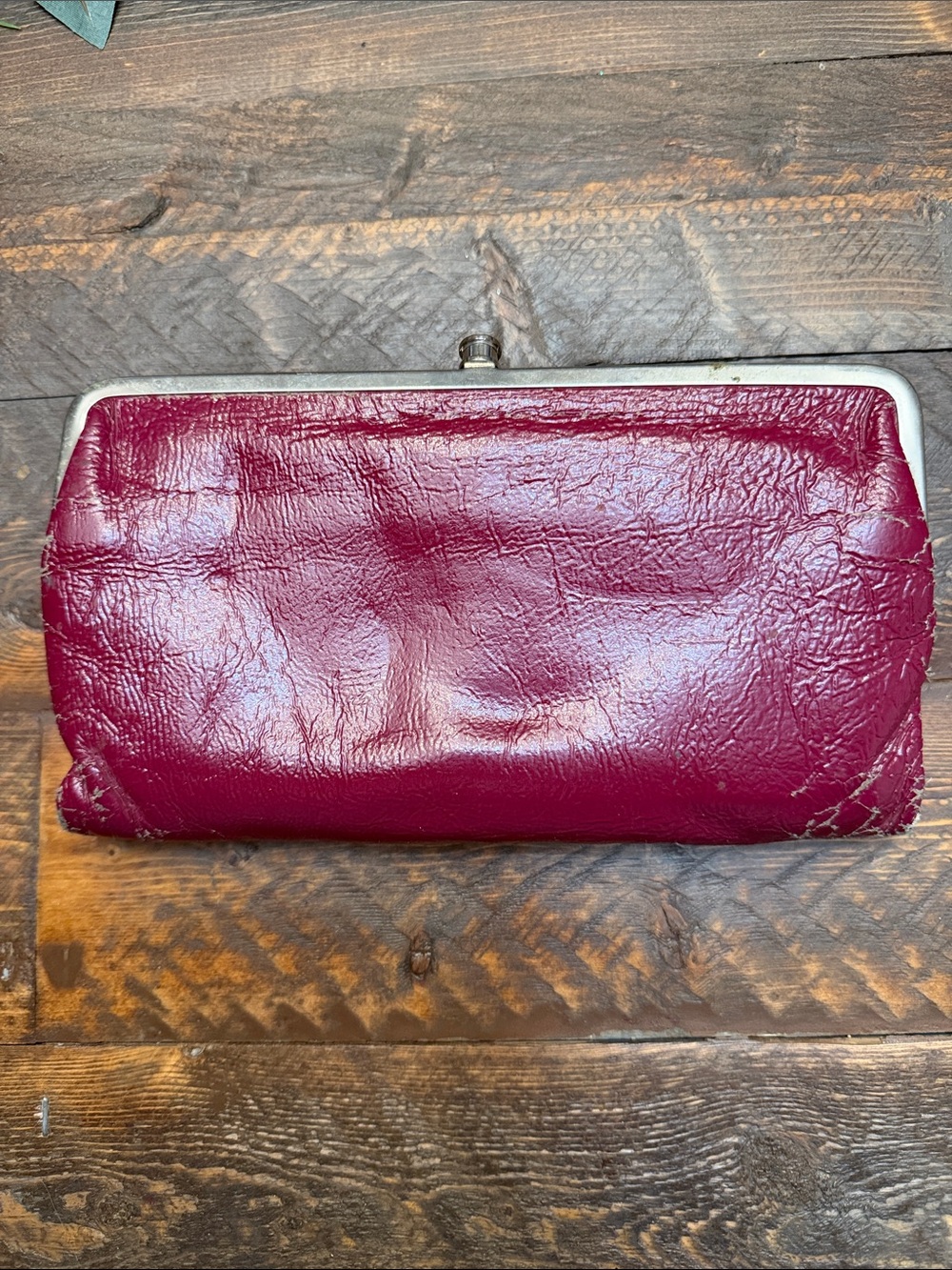 HOBO Lauren Double Frame Clutch Wallet Burgundy Berry AS IS - Picture 6 of 12